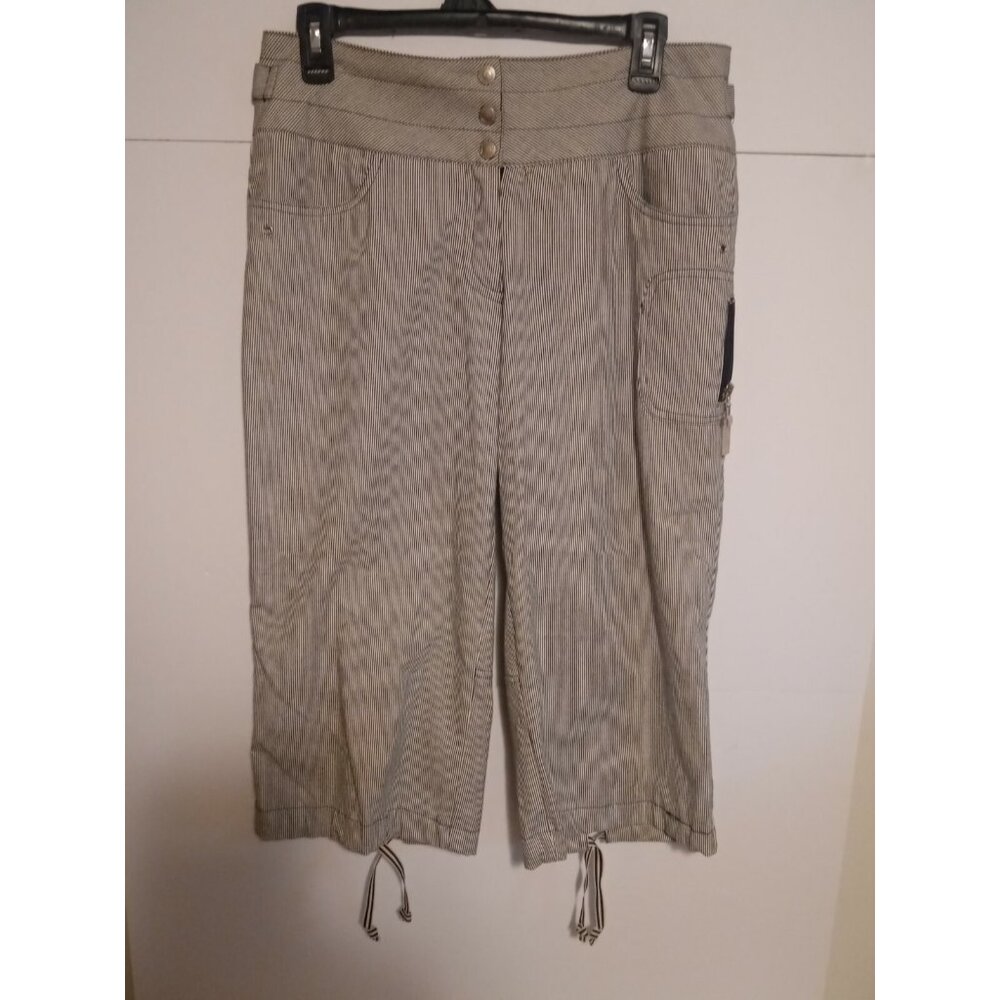 Barbara Lesser Fibers Striped Cargo Capris Womens Size 6 CUTE!